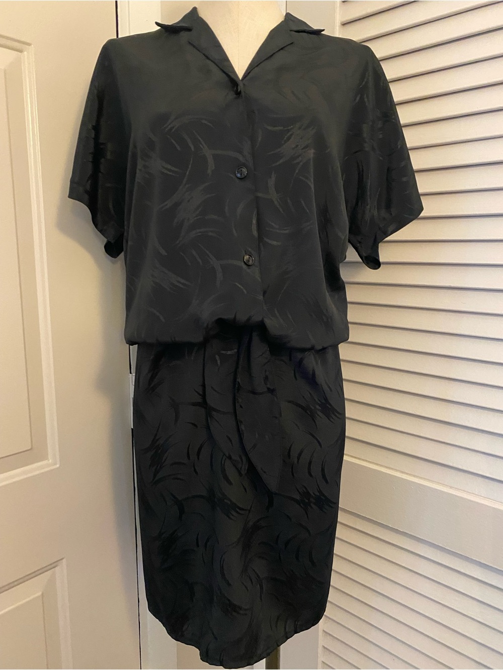 Vintage 1980s/ 90’s Black Blouson Dress- Size 10